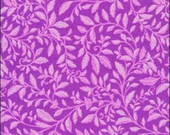 Fat quarter, patchwork fabric, leaf arabesques, purple and silver white, 100% cotton, REF FEUILLE/P