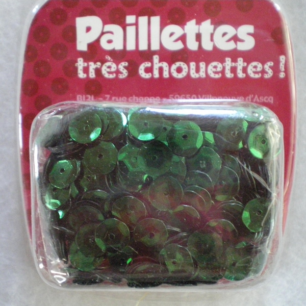 Sachet de paillettes,à coudre, scintillantes, vert foncé ,15 grs, 1000 pièces,  REF   PAILLETTE VERTE