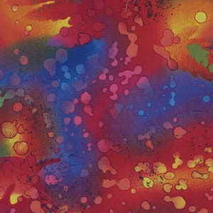 Op de afbeelding: Abstracte kunstprint met een kleurrijk, levendig ontwerp. De print bevat een mix van rode, oranje, gele, blauwe en paarse tinten, wat een dynamische en energieke compositie creëert.