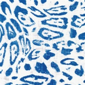 Peut inclure: Tissu blanc avec un motif animal imprimé en bleu. L'impression ressemble à un imprimé léopard ou guépard.