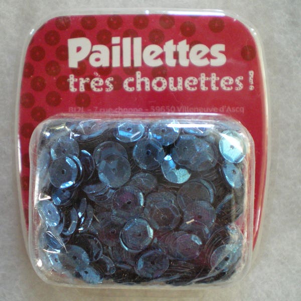 Sachet de paillettes, à coudre, coloris bleu foncé , 15 grs, 1000 pièces , REF  PAILLETTE BLEU