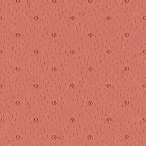 May include: A seamless pattern featuring a coral-colored background with a repeating design. The pattern includes small, dark red floral shapes and vertical dotted lines, creating a textured, all-over design. This fabric design is suitable for various craft projects.