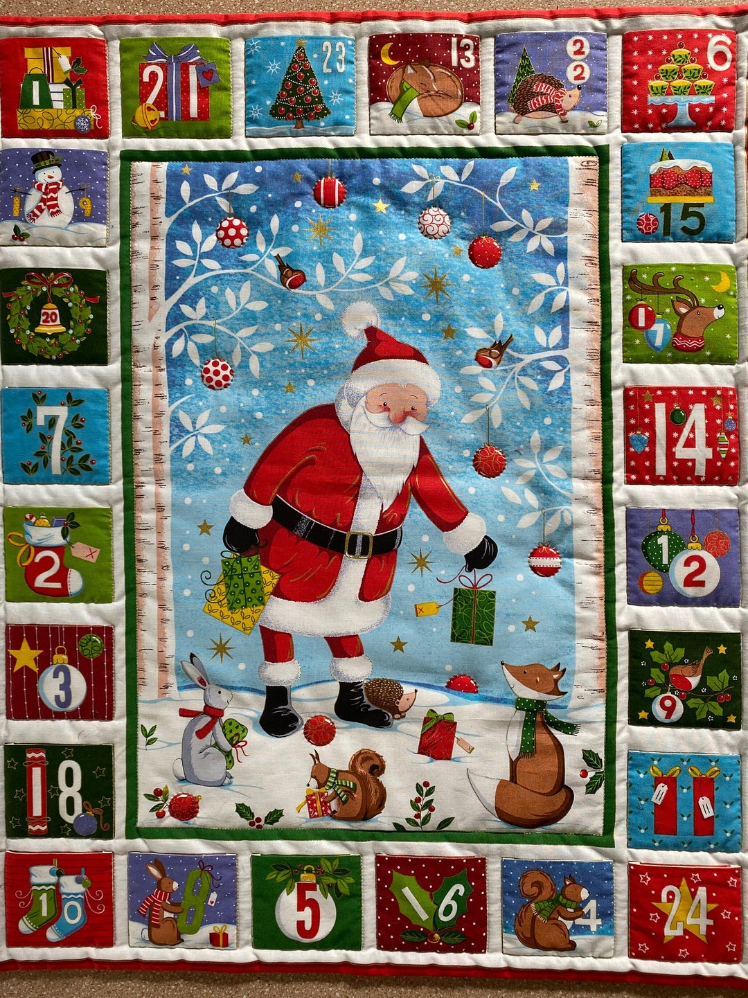 Advent Calendar, Patchwork Fabric, 100% Cotton, Multi-colored, Fleece ...
