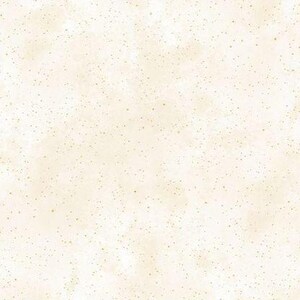 Könnte beinhalten: Ein weißer Hintergrund mit einem dezenten, gesprenkelten Muster aus winzigen goldenen Punkten.