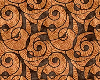 Patchwork fabric, QT, brown and brown color, snail shape, tone on tone, 100% cotton, REF ADAGIO/A