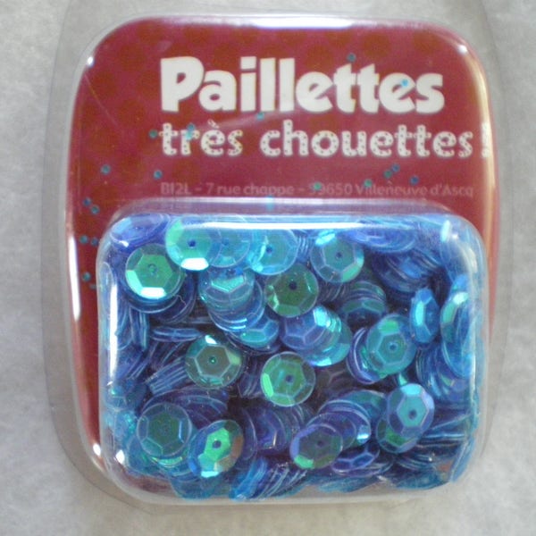 Sachet de paillettes, à coudre, scintillantes, bleu nacré ,15grs, 1000 pièces, REF     PAILLETTE BNACRE