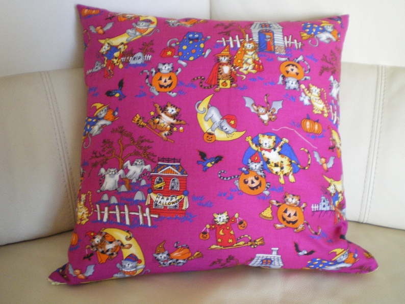 Pillow 40 x 40 cm cushion HAL REF Halloween fuchsia 100/% cotton background pattern
