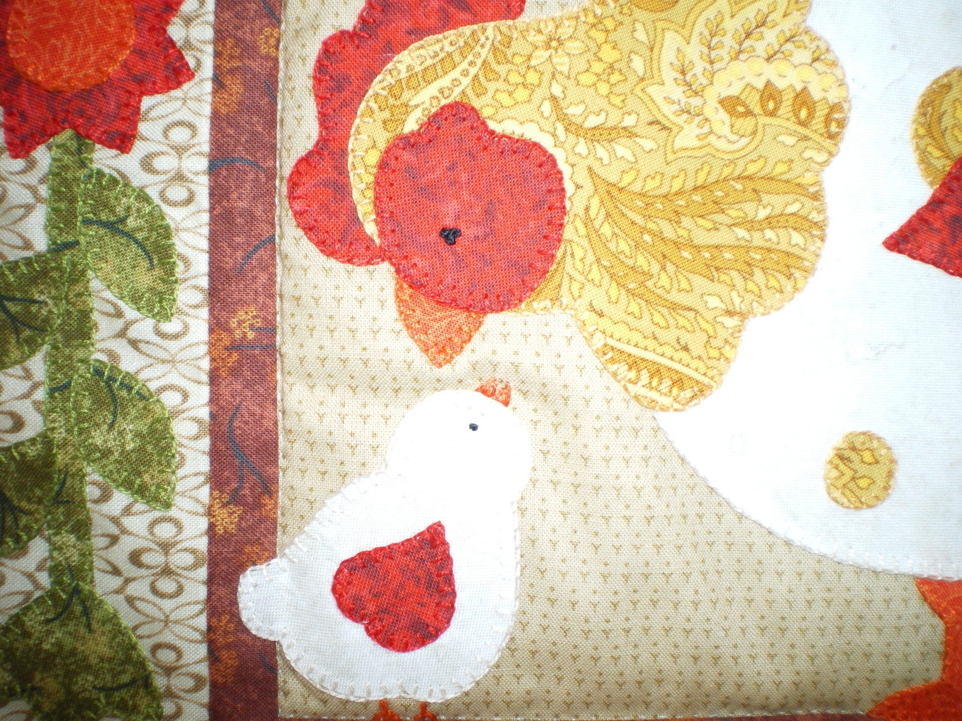 Small Painting, Patchwork Fabric, Representing a Hen and Its Chick, 48 ...