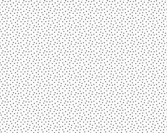 Patchwork fabric, 100% cotton, white with black dots, tone-on-tone, faux plain, REF PIPS/WHITE