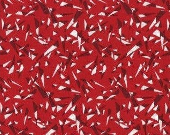 Tissu patchwork, motifs en pointe,  fond rouge , 100% coton,  REF   120/2123PB