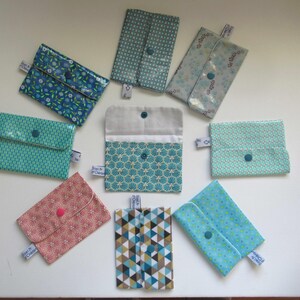 Pochette en coton enduit, doublé de piqué de coton, pour trousse de toilette ou sac à main, pour savon, shampoing solide, cartes de crédit