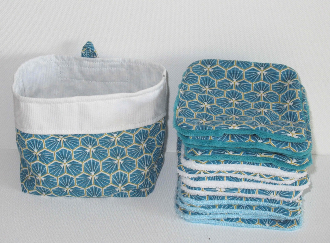 Washable Wipes, Baby Wipes, Makeup Remover Pads, Japanese Fabric, Blue