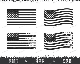 USA American Flag SVG. Distressed silhouette PNG.