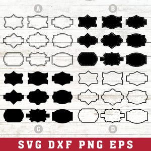 Tag SVG, Label svg, Banner svg, Shapes svg, EPS, PNG, dxf for Cricut, Retro Frame svg. Instant Download.