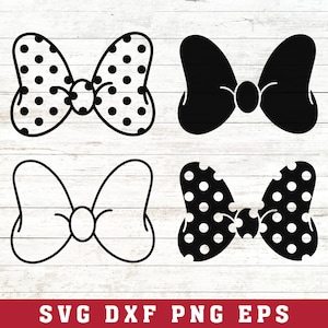 Minnie Mouse Bow svg, noeud à pois, SVG, PNG, DXF, eps. T-shirt svg. Téléchargement numérique, fichier de coupe, Cricut, Silhouette