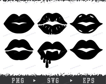 Kiss, Lips, Black Silhouette - SVG, EPS, PNG