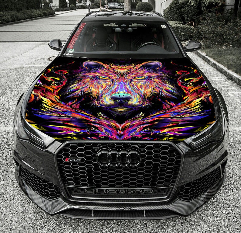 Vinyl Decal Abstract Wolf Car Hood Bonnet Wrap Full Color | Etsy
