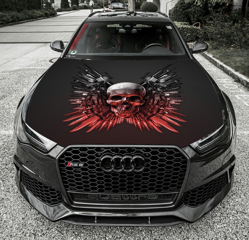 Vinyl Car Hood Wrap Full Color Graphics Decal Skull ans | Etsy