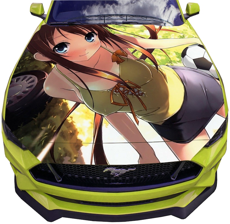 Vinyl Car Hood Wrap Full Color Graphics Decal Anime Girl With Etsy