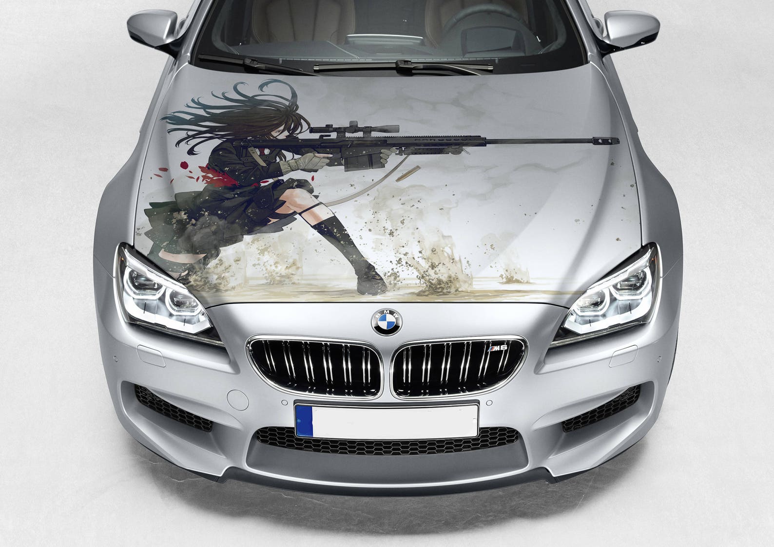 Vinyl Car Hood Anime Girl with Rifle Graphics Decal Sticker 1 - изображение...