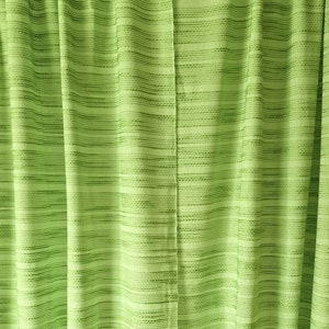 Vintage Set of 2 Lime Green Striped Wool Curtains // Light Green Woven Panels // Translucent Retro Curtains // 60s 70s Scandinavian Curtains