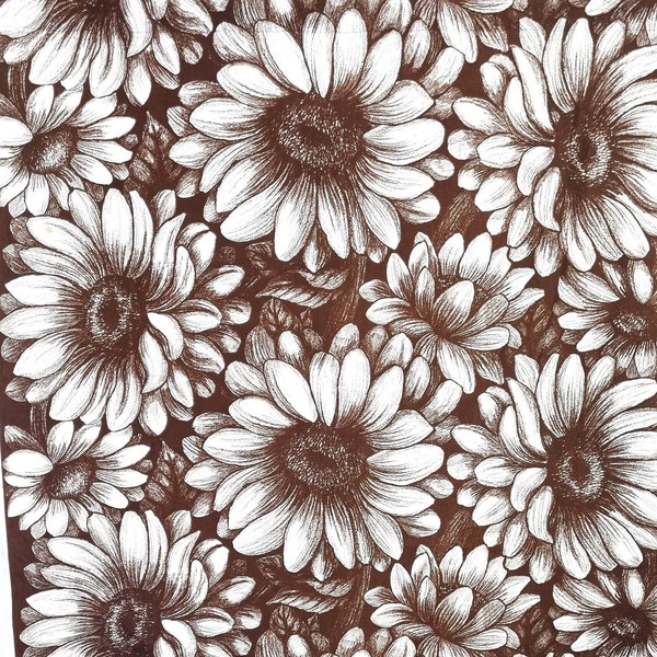 Vintage Tampella Brown Floral Single Curtain // 60s 70s Retro Scandinavian Cotton Fabric // Tampella Sole Mio Made in Finland