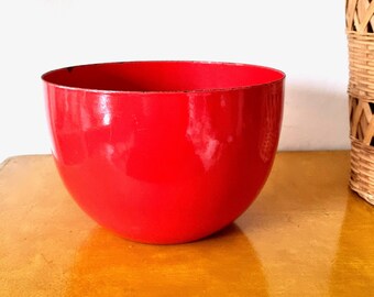 Vintage FINEL Red Enamel Bowl // Kaj Franck 60s Finnish Design // Arabia Made in Finland // Scandinavian Collectible Enamelware