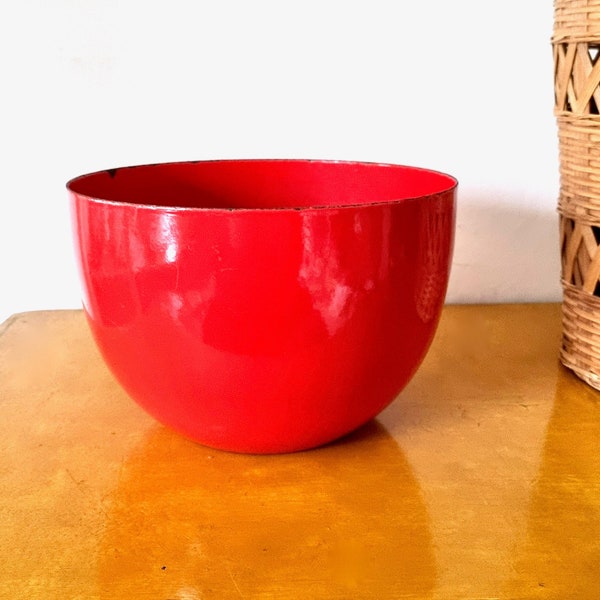 Vintage FINEL Red Enamel Bowl // Kaj Franck 60s Finnish Design // Arabia Made in Finland // Scandinavian Collectible Enamelware