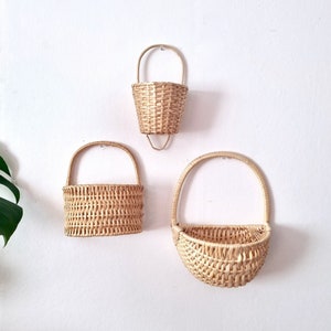 Vintage 3er Set Wicker Grass Wandkörbe // Blumenampeln // Gewebte Körbe // Wandbehänge // Boho Home Decor // Boho Home