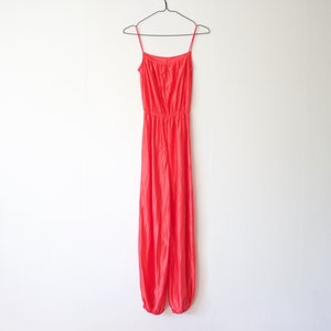 Vintage Coral Pink Sleeveless Pantsuit // Spaghetti Strap Top Jumpsuit Romper // Playsuit // Overalls // Loose Fit Pants // 80s // XS