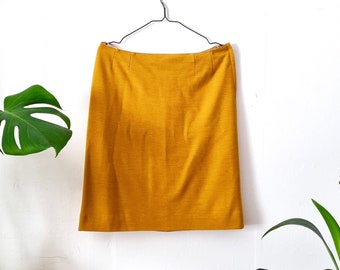 Vintage mosterdgele wollen damesrok // Mosterdrok // Kleding jaren 60/70 // L XL