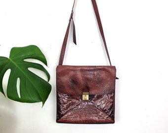 Borsa a tracolla vintage in pelle marrone // Borsa vintage // Borsa in pelle robusta // Borsa a tracolla