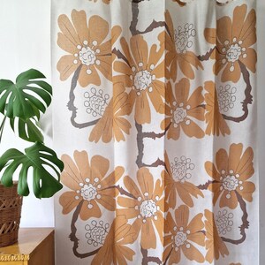 Vintage Off-White Floral Single Curtain // Flower Print Retro Curtain // 60s 70s Retro Scandinavian Panel
