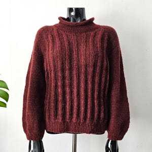 Vintage Damen Maroon-Roter Strick Pullover // Retro Pullover // Maroon Pullover // S Small // 80s 90s Kleidung