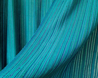 Ensemble vintage de 2 voilages bleu-vert turquoise // Paire de rideaux en laine translucides // Décoration d'intérieur scandinave rétro // Maison des années 60 et 70
