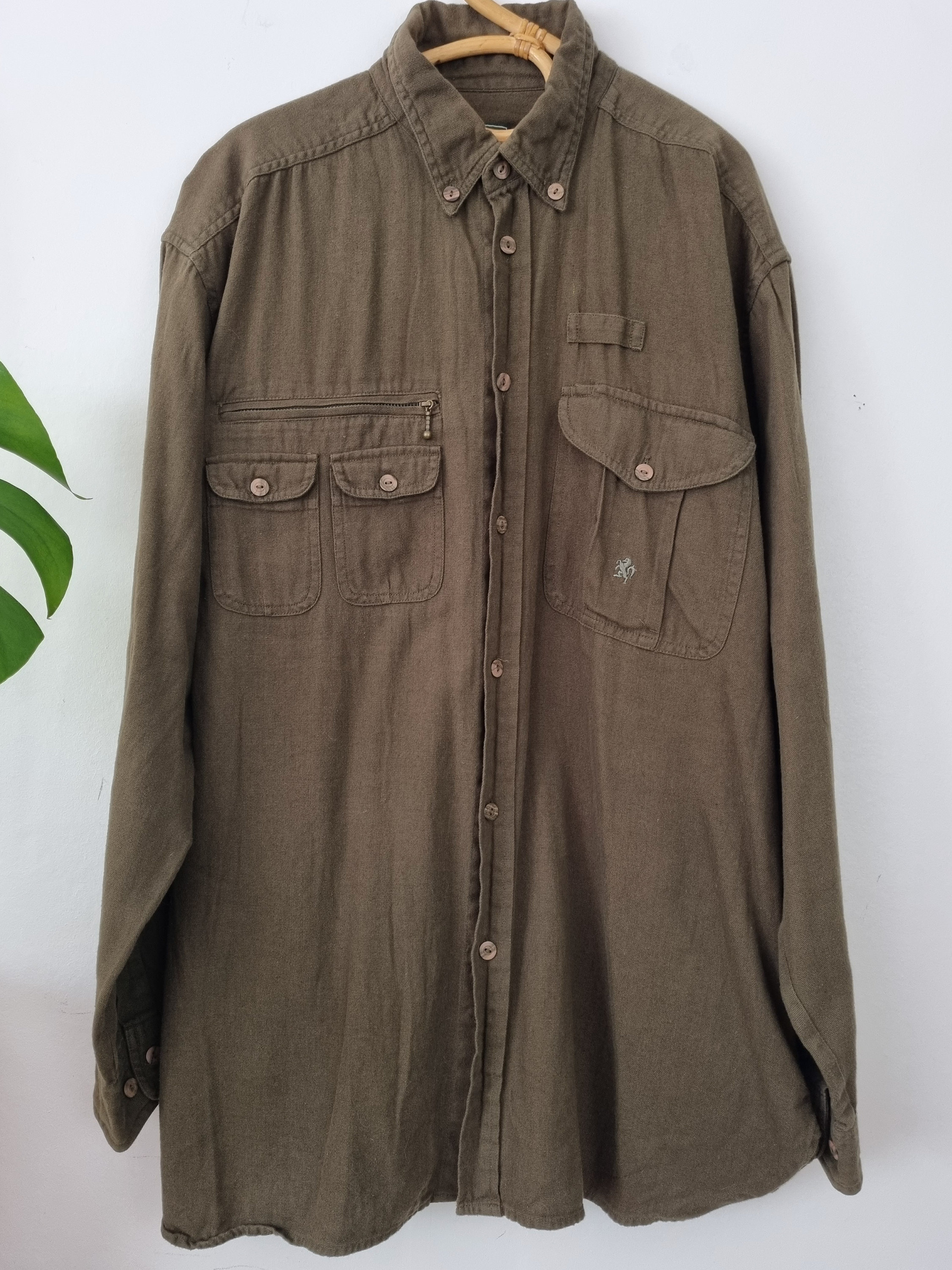 Vintage Men's Army Green Button up Shirt // Long Sleeve Etsy