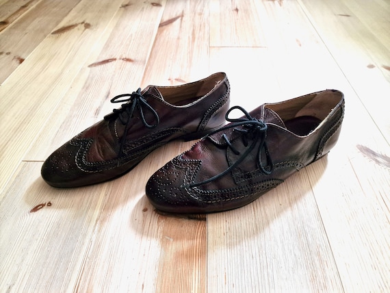 Vintage Men's Dark Brown Oxford Shoes // Lace Up Shoes // EU 41 UK 7.5 US 8 // Made in Italy