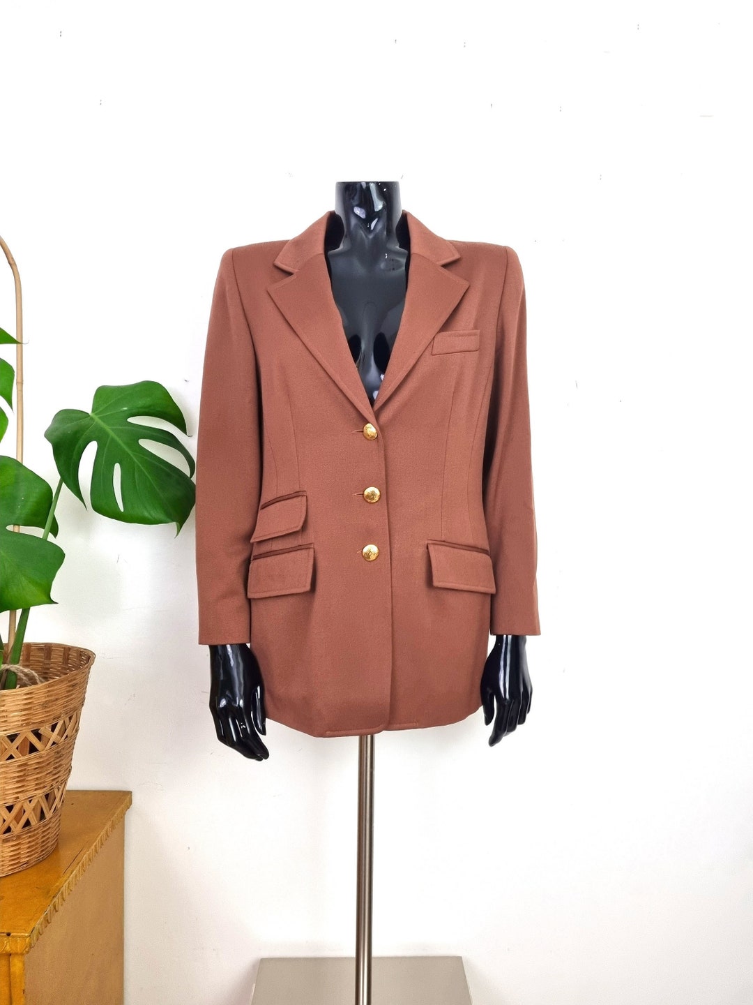 Vintage Women's Brown Wool Blazer // Long Sleeve Blazer Etsy
