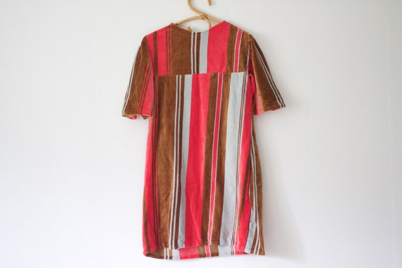 Vintage Velvet Striped Mini Dress // Vertical Str… - image 4