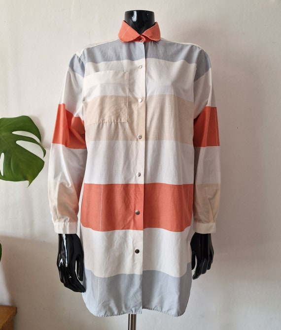 Vintage MARIMEKKO Striped Long Blouse // Cotton L… - image 2