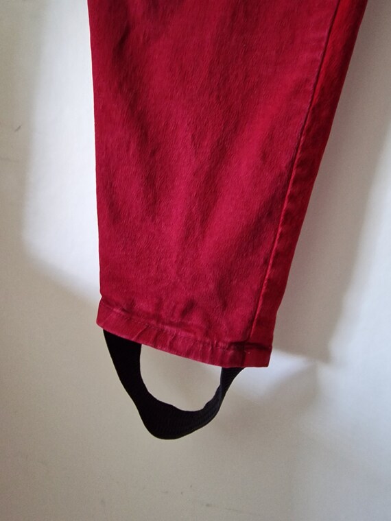 Vintage Women's Red Stirrup Pants // Foot Strap Jeans… Gem