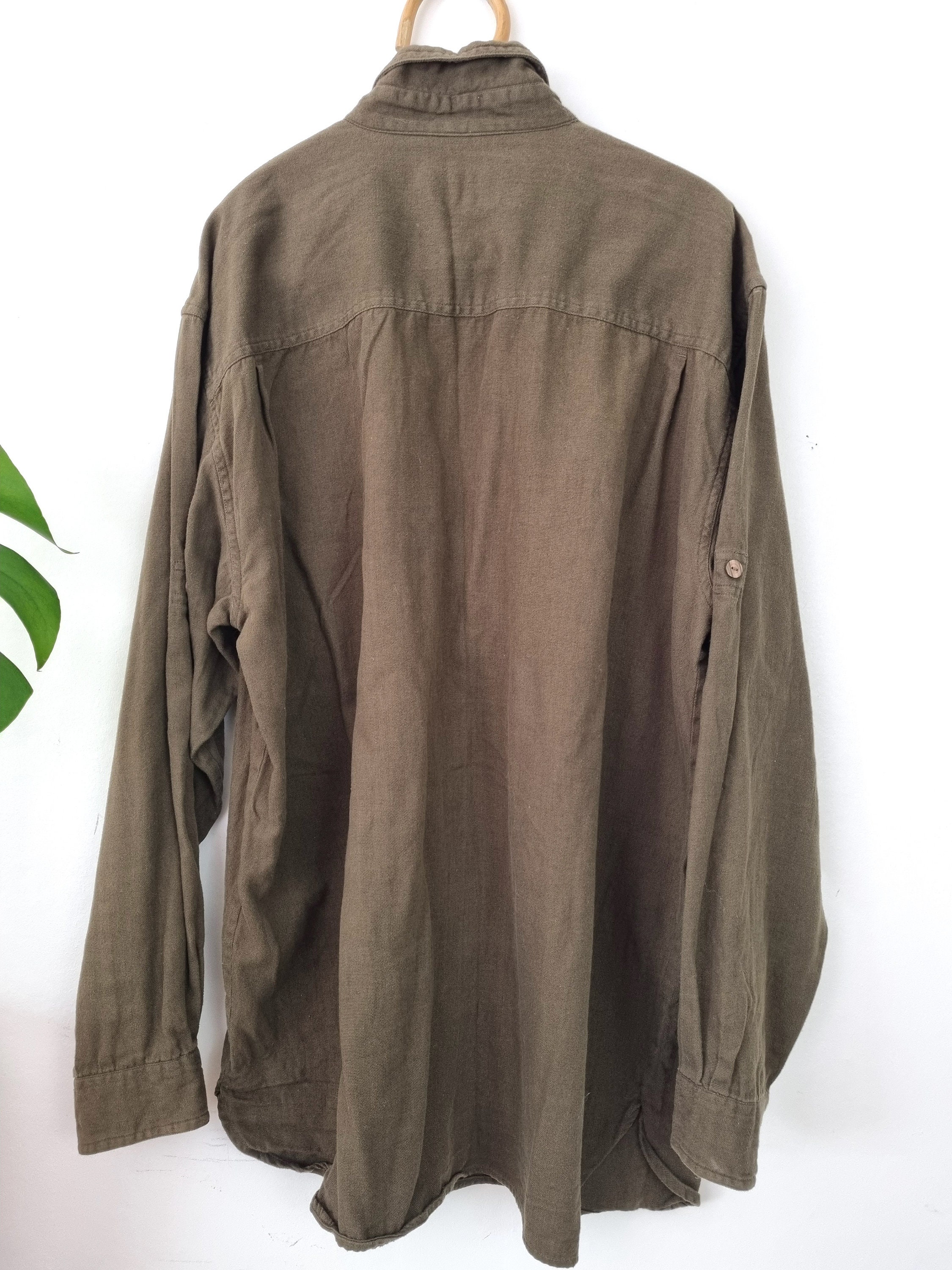 Vintage Men's Army Green Button up Shirt // Long Sleeve - Etsy