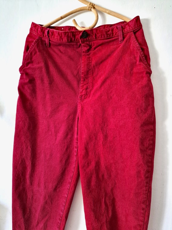 Vintage Women's Red Stirrup Pants // Foot Strap Jeans… - Gem