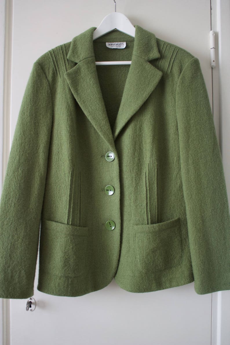 Vintage Green Blazer // Long Sleeve Jacket // JÄRVI MUOTI - Etsy