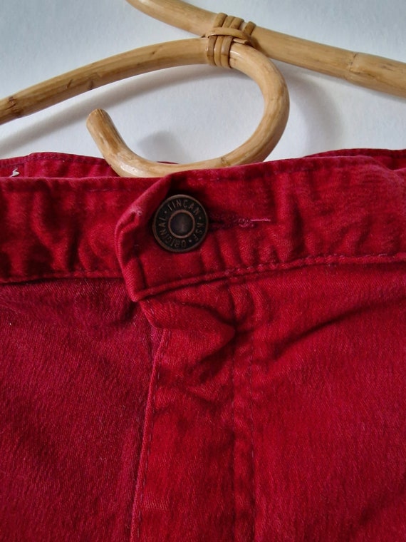 Vintage Women's Red Stirrup Pants // Foot Strap Jeans… Gem