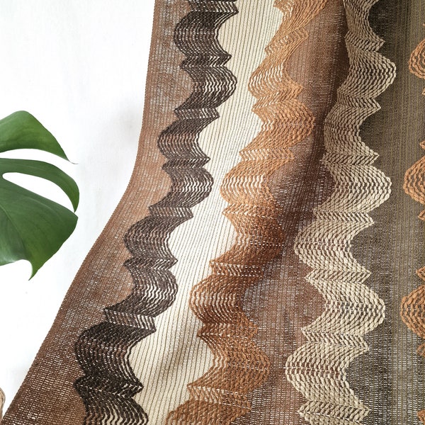 Vintage Brown Patterned Single Curtain // Brown Panel // 60s 70s Retro Scandinavian Home Decor // Midcentury Curtain