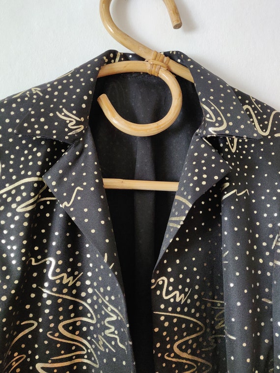 Vintage Women's Black Gold Short Blazer // Lightw… - image 3