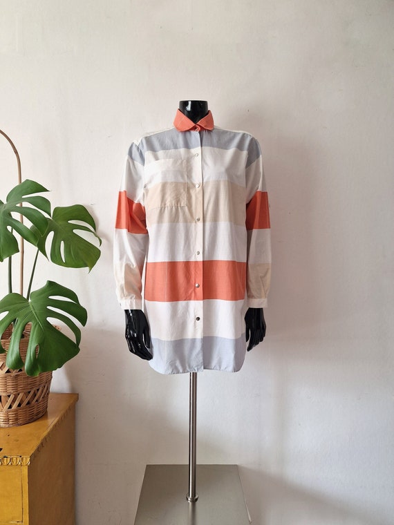 Vintage MARIMEKKO Striped Long Blouse // Cotton L… - image 1