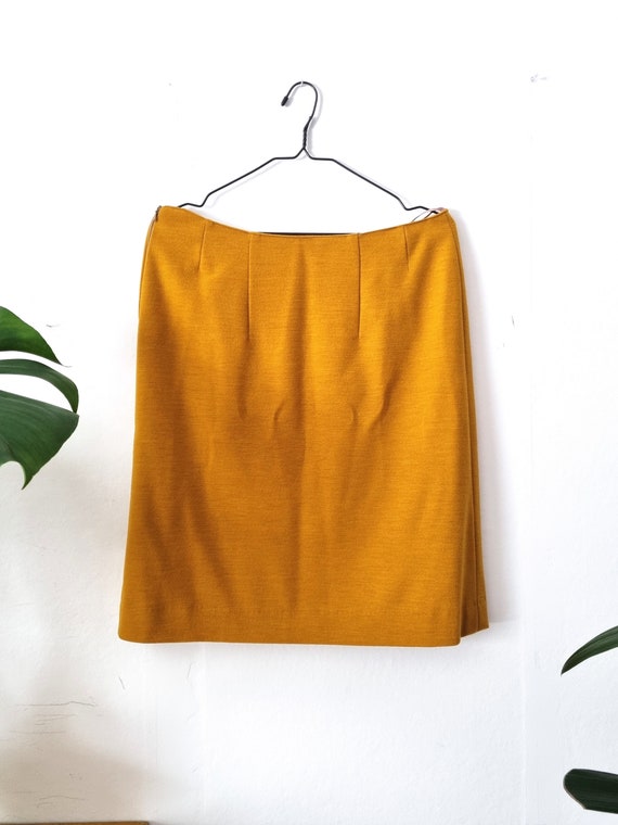 Vintage Women's Mustard Yellow Wool Skirt // Must… - image 4
