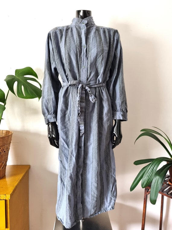 Vintage VUOKKO Blue-grey Wool Dress // Mandarin C… - image 2